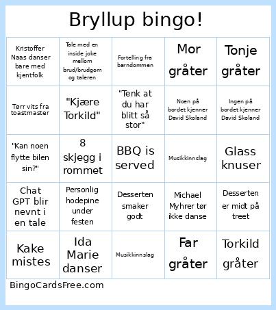Bryllup bingo!