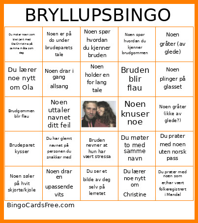 BRYLLUPS Bingo Card