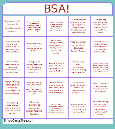 BSA Bingo Card