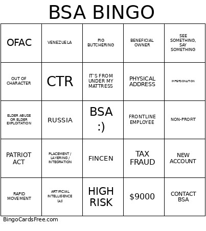 BSA Bingo Card