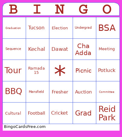 BSA-Picnic Bingo Card
