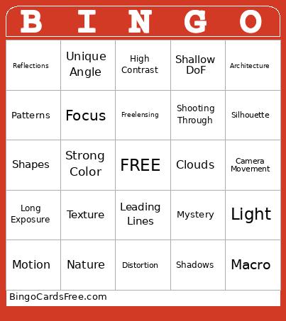 BT Photo Bingo Card