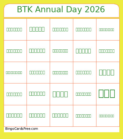 BTK Annual Day 2026 Bingo Card
