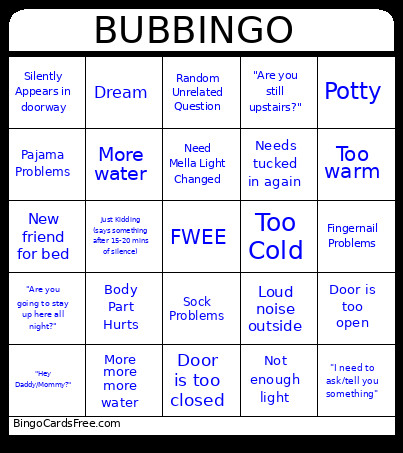 BUB Bingo Card