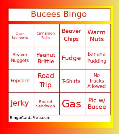 Bucees Birthday Bingo