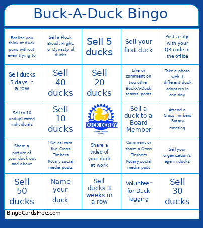 Buck-A-Duck Bingo Card