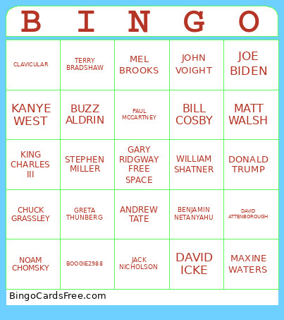 BUCKET Bingo Card