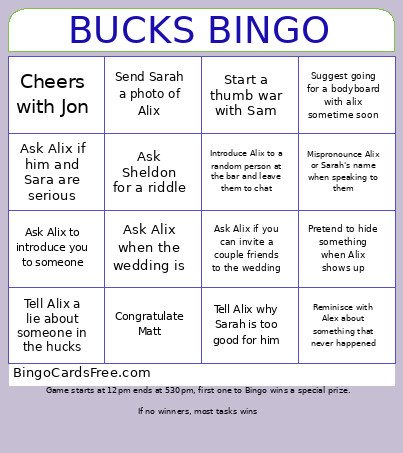 BUCKS Bingo Card