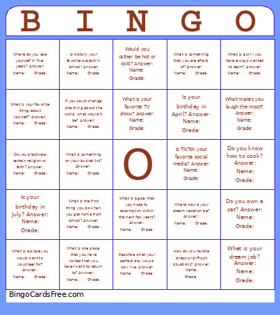 BUDDY Bingo Card