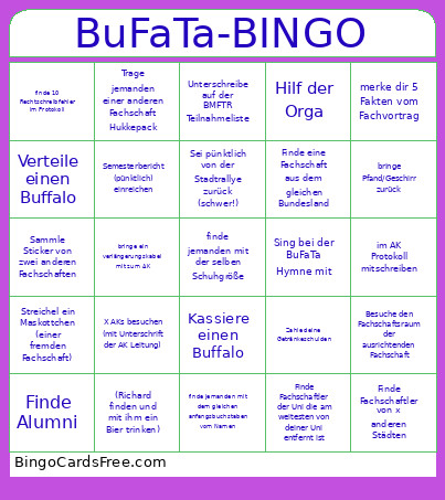 BuFaTa- Bingo Card
