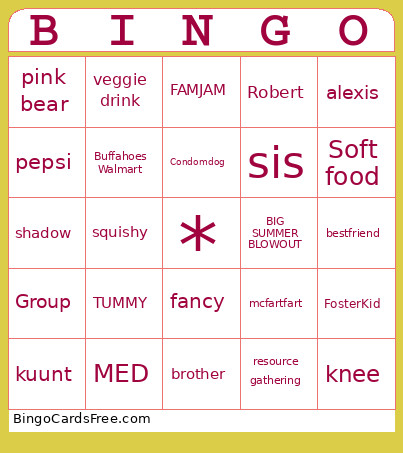 Buffahole Bingo Card 2