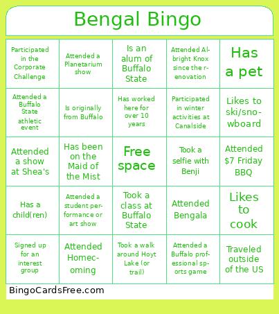 Buffalo State University bingo 2025
