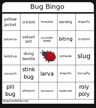 Bug Bingo Card