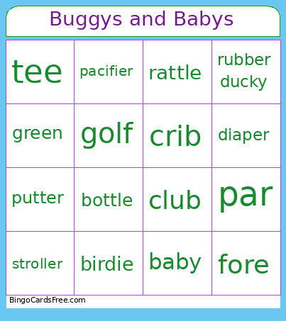 Buggys And Babys Bingo Card