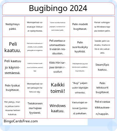 Bugibingo 2024 Cards Free Pdf Printable Game, Title: Bugibingo 2024