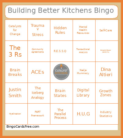 Building Better Kitchens Bingo Card