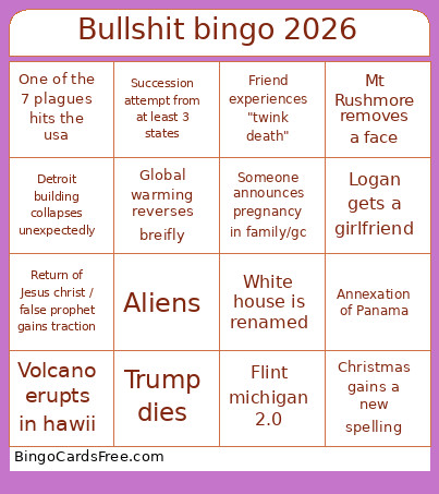 Bullshit 2026 Bingo Card