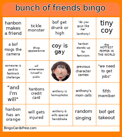 Bunch Of Friends Bingo Card