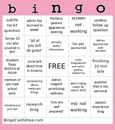 Bungo Bingo Card