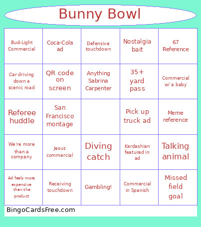 Bunny Bingo Card