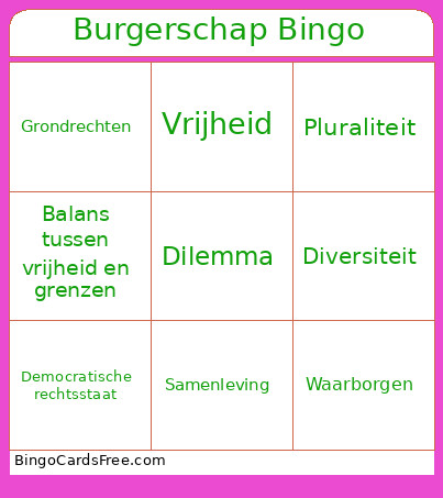 Burgerschap Bingo Card 2