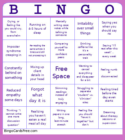 Burnout For Students Bingo Card