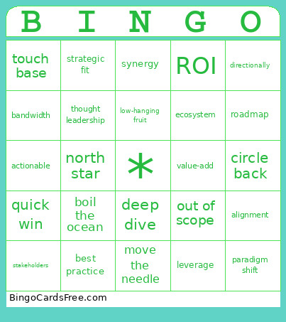 Business Buzzwords Bingo Card