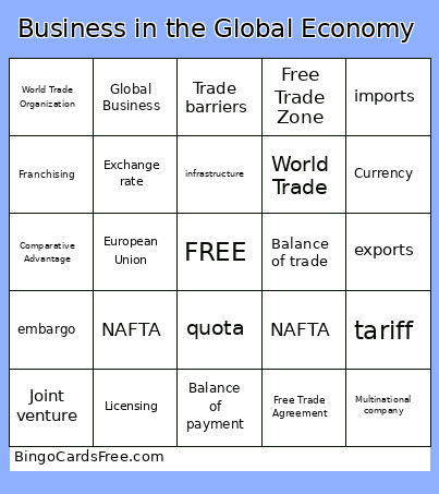 Business In The Global Economy Bingo Card