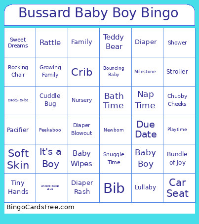 Bussard Baby Boy Bingo Card