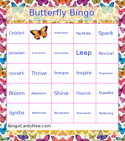 Butterfly Bingo Card