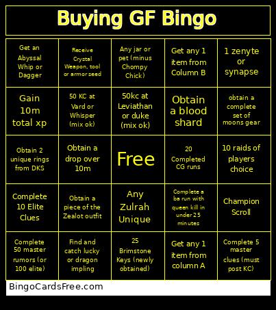 Buying GF Elite Tier Bingo Card