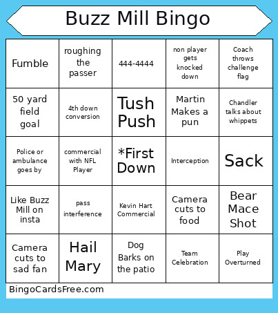 Buzz Mill Bingo Card