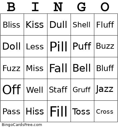 Buzz Of Miss Pill Bingo Card