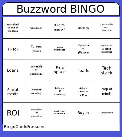 Buzzword Bingo Card