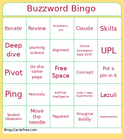 Buzzword Bingo Card