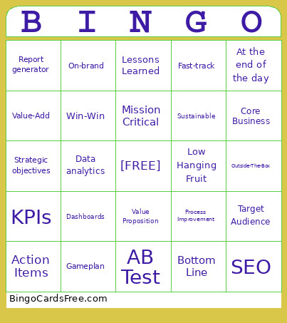 Buzzwords 2/12 Bingo Card