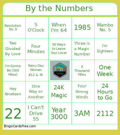 By The Numbers Bingo Card