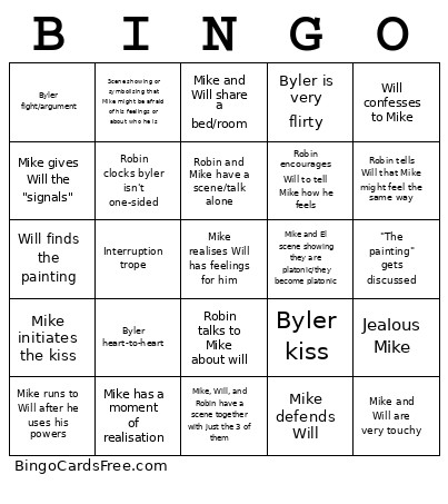 Byler Bingo Card