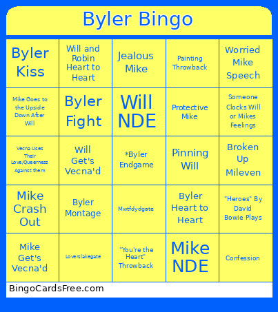 Byler Bingo Card