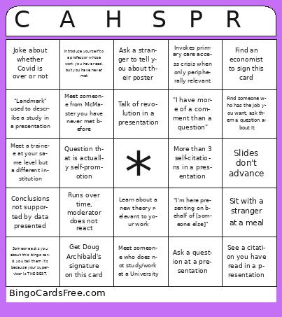 C    A    H    S   P   R    Bingo