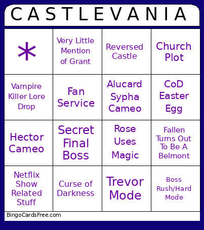 C A S T L E V A N I A Bingo Card
