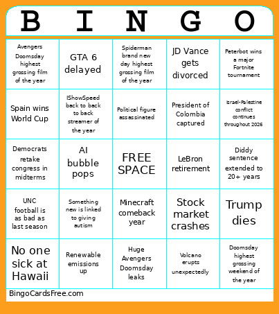 C Bingo Card