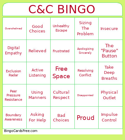 C&C Bingo Card