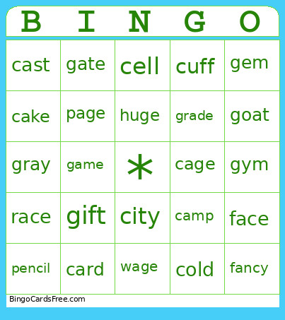 C & G Bingo Card