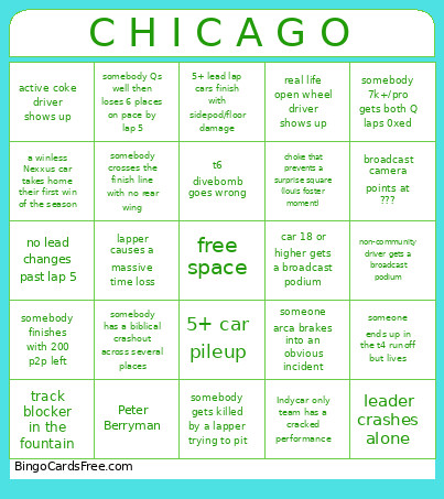 C H I C A G O Bingo Card