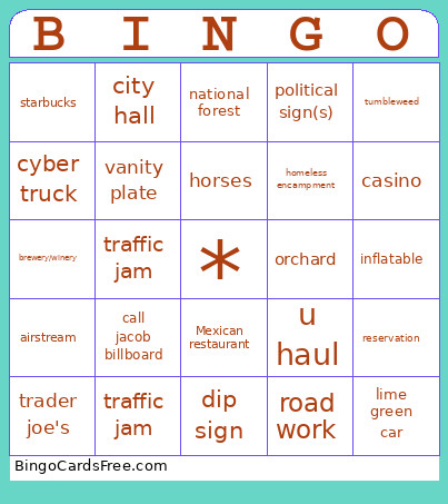 CA Revised Bingo Card