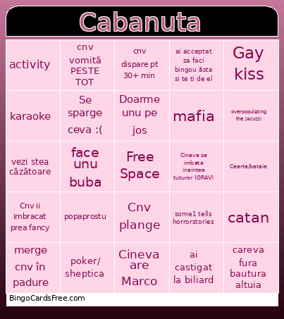 Cabanuta Bingo Card