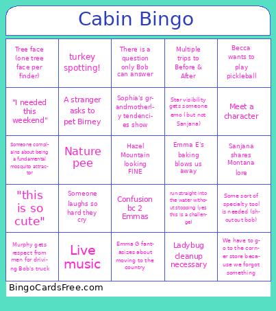 Cabin Bingo