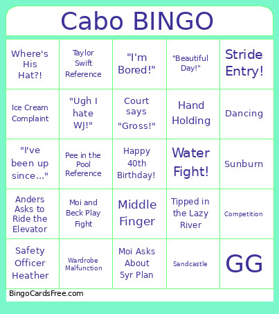 Cabo Bingo Card