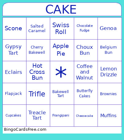 CAKES Bingo Card